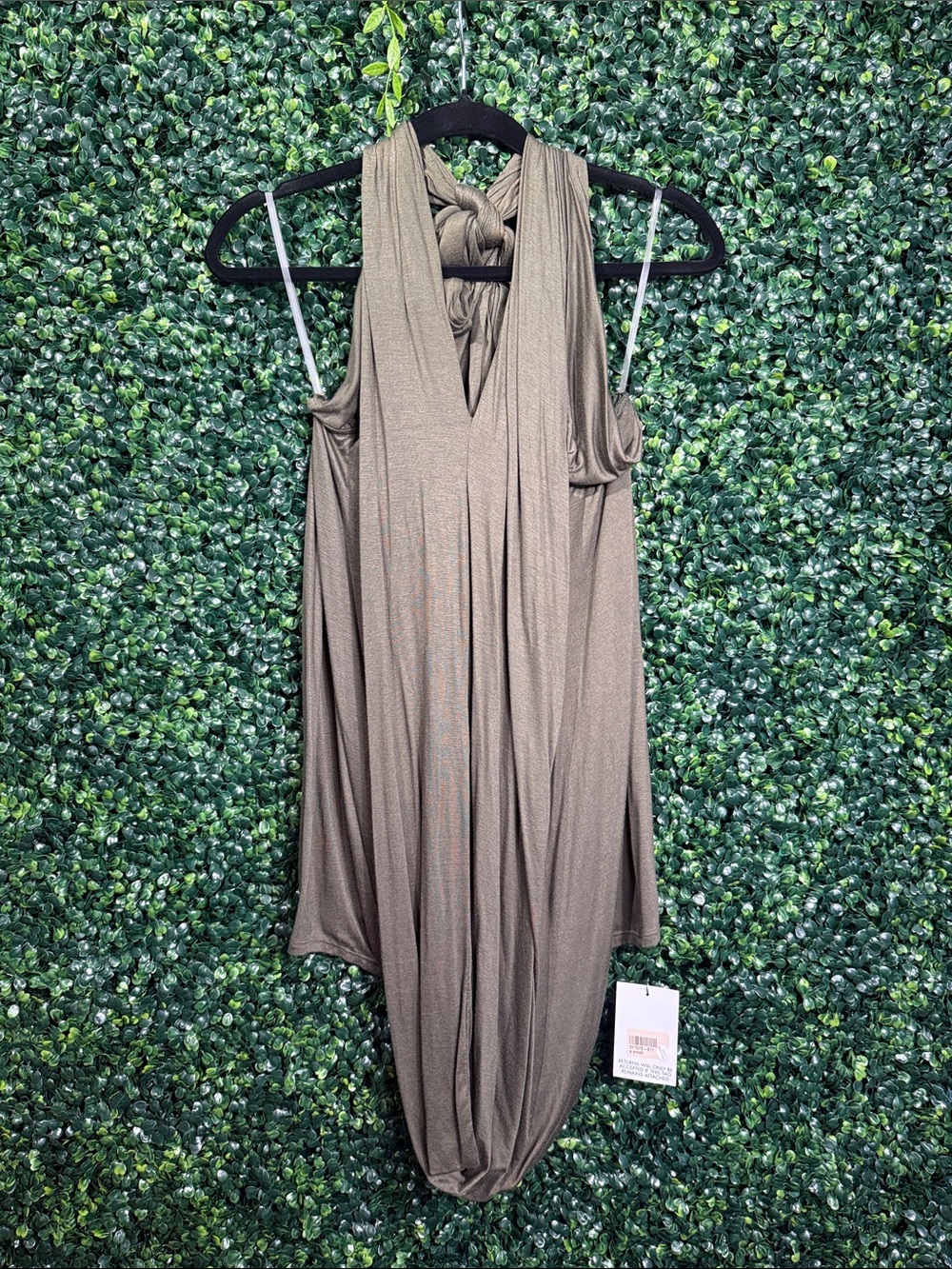 Knot-Back Olive Green Sleeveless Jumpsuit